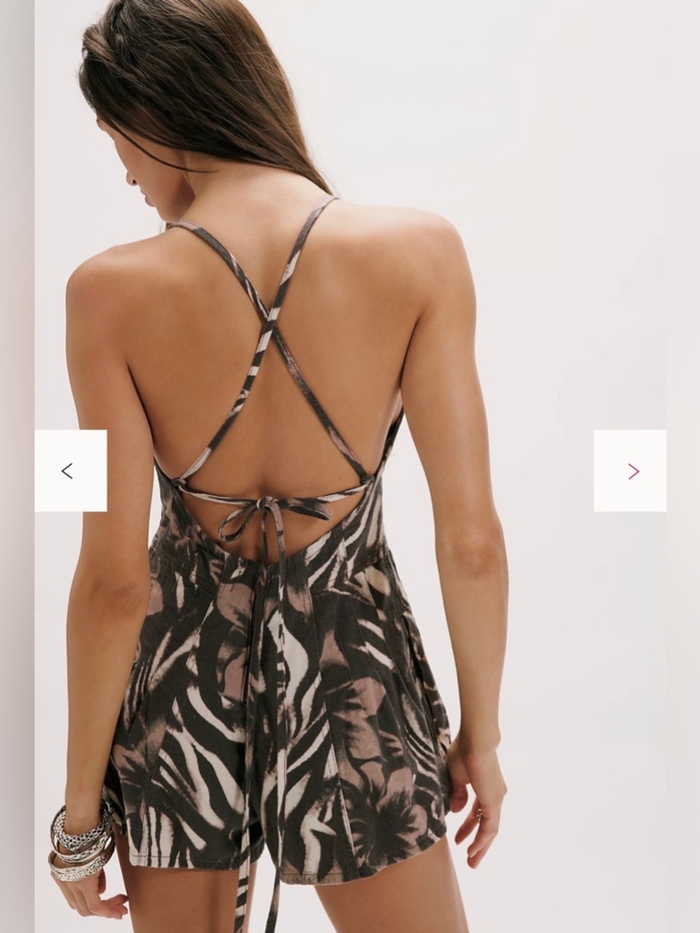 Free People Nostalgia Ultra Printed Shortalls Medium Safari Brown Combo NWT - Picture 3 of 7